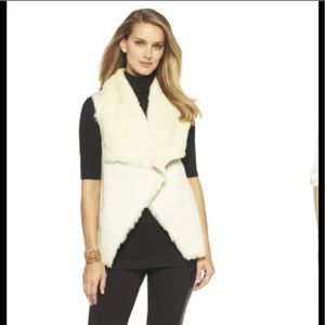WD•NY Faux Fur Open Front Vest Jacket Cardigan NWT